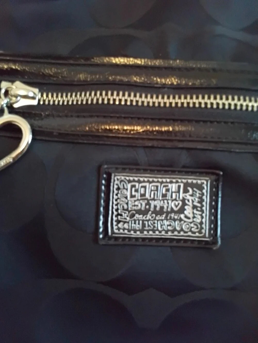 Coach Poppy Daisy Black Signature Dome Satchel Crossbody Bag No Shoulder Strip